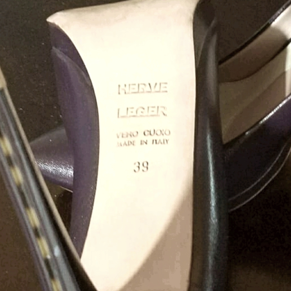 Herve Leger plum purple leather stiletto sz 39